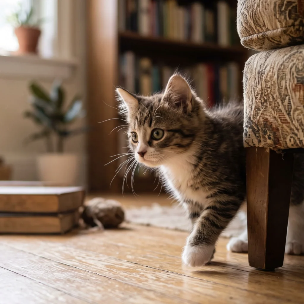 Cat owner caring for a healthy cat