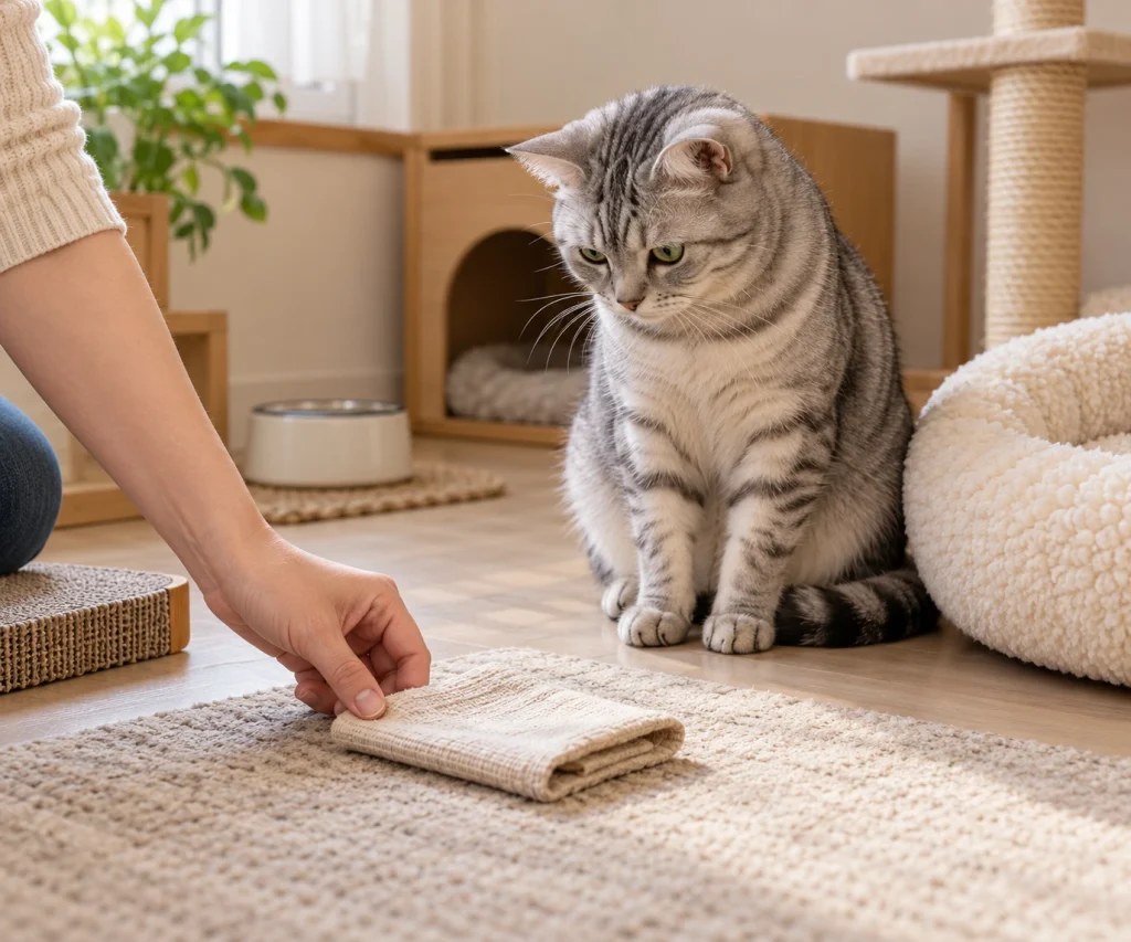 How to introduce cats using scent swapping while a new cat relaxes in its base room