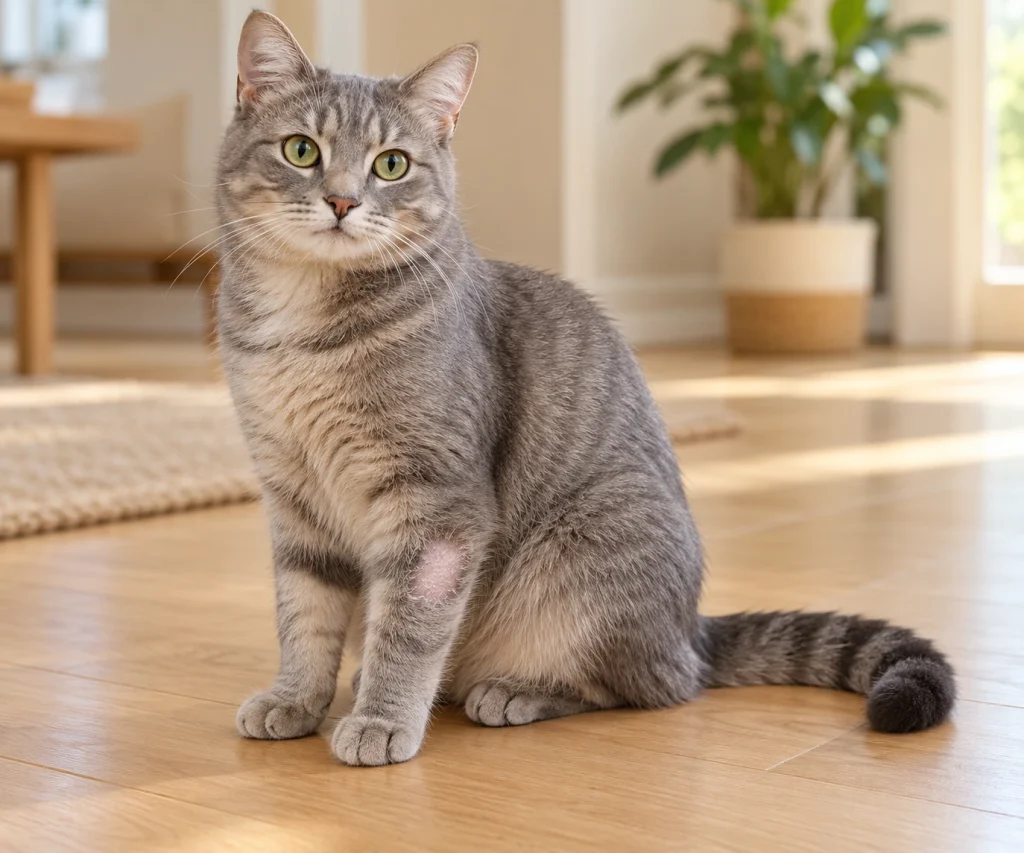 Subtle fur and skin changes that may occur with ringworm in cats