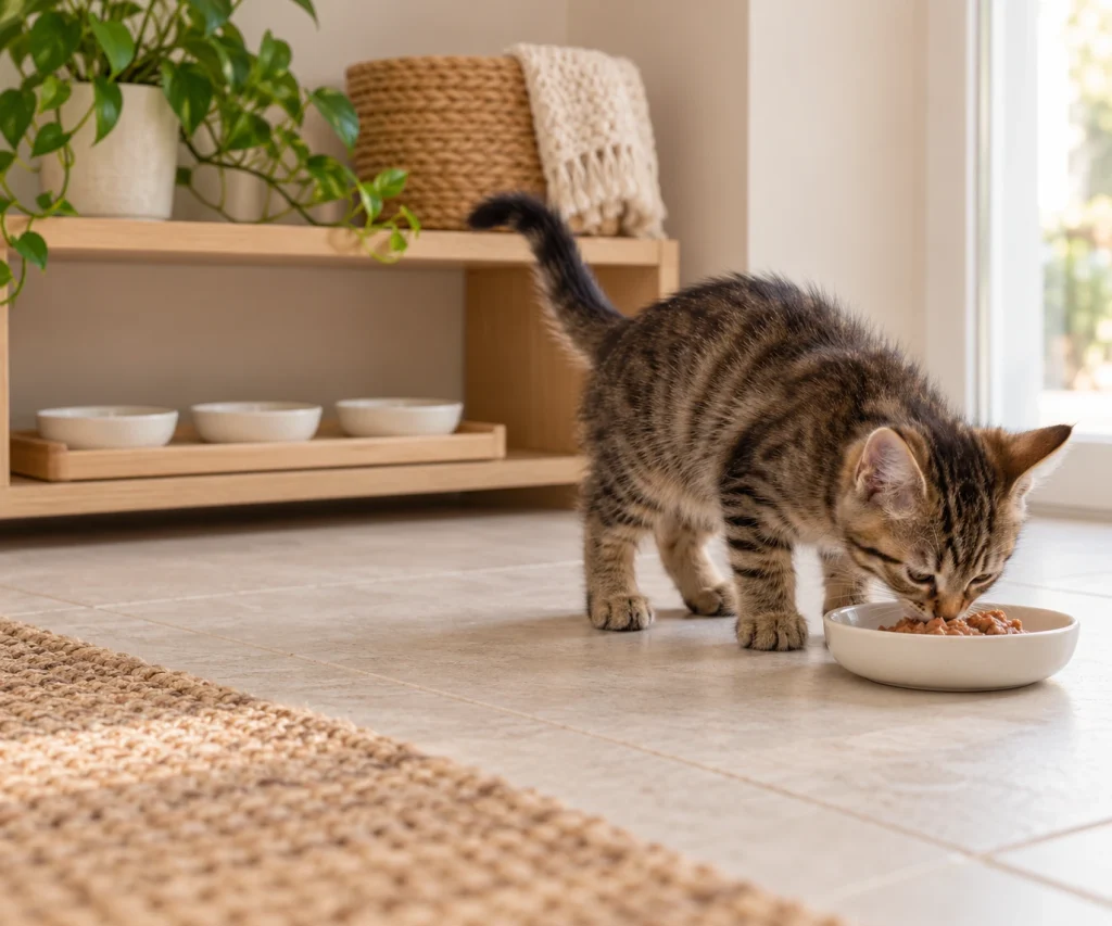 What to feed a kitten as part of a structured age-appropriate feeding routine