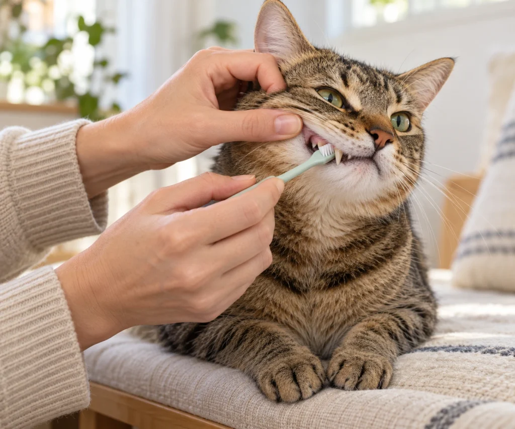 Gentle cat toothbrushing routine to help prevent dental disease in cats