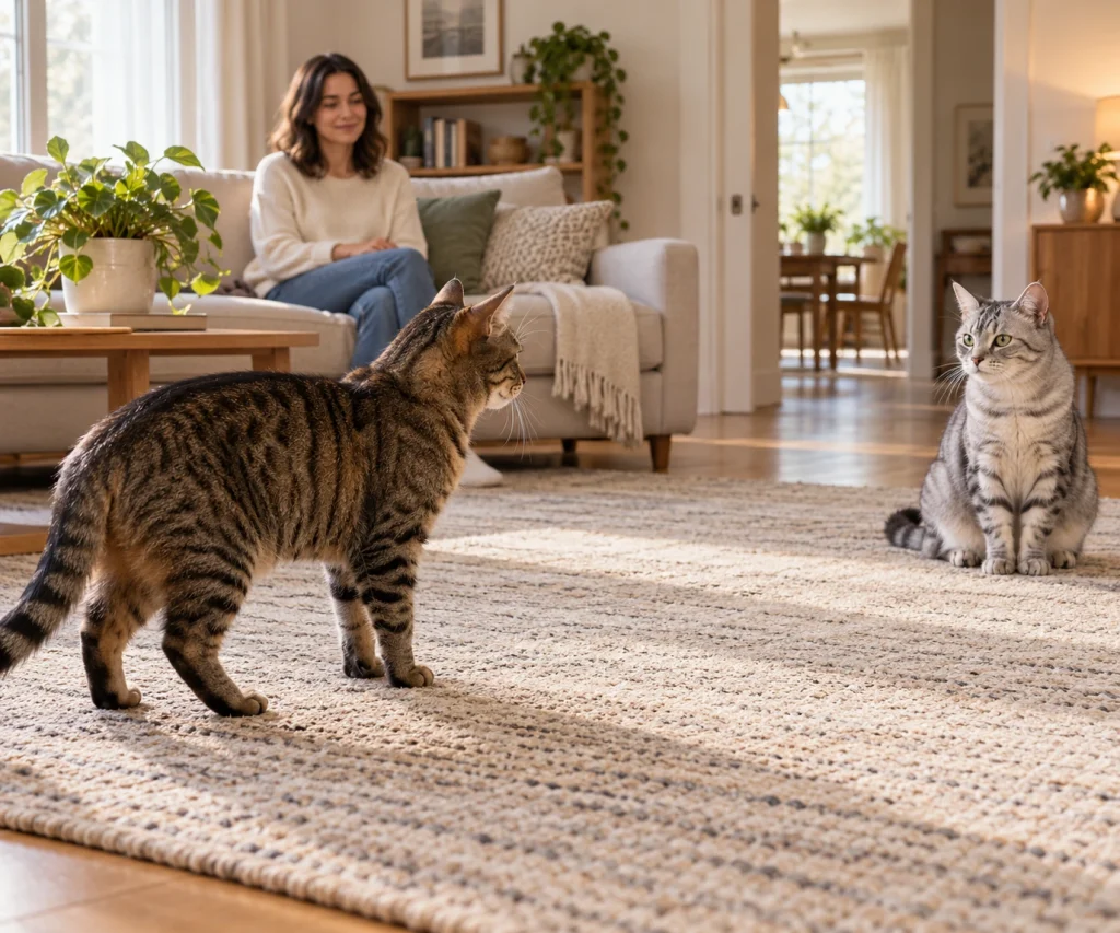 How to introduce cats with a short supervised meeting and plenty of personal space