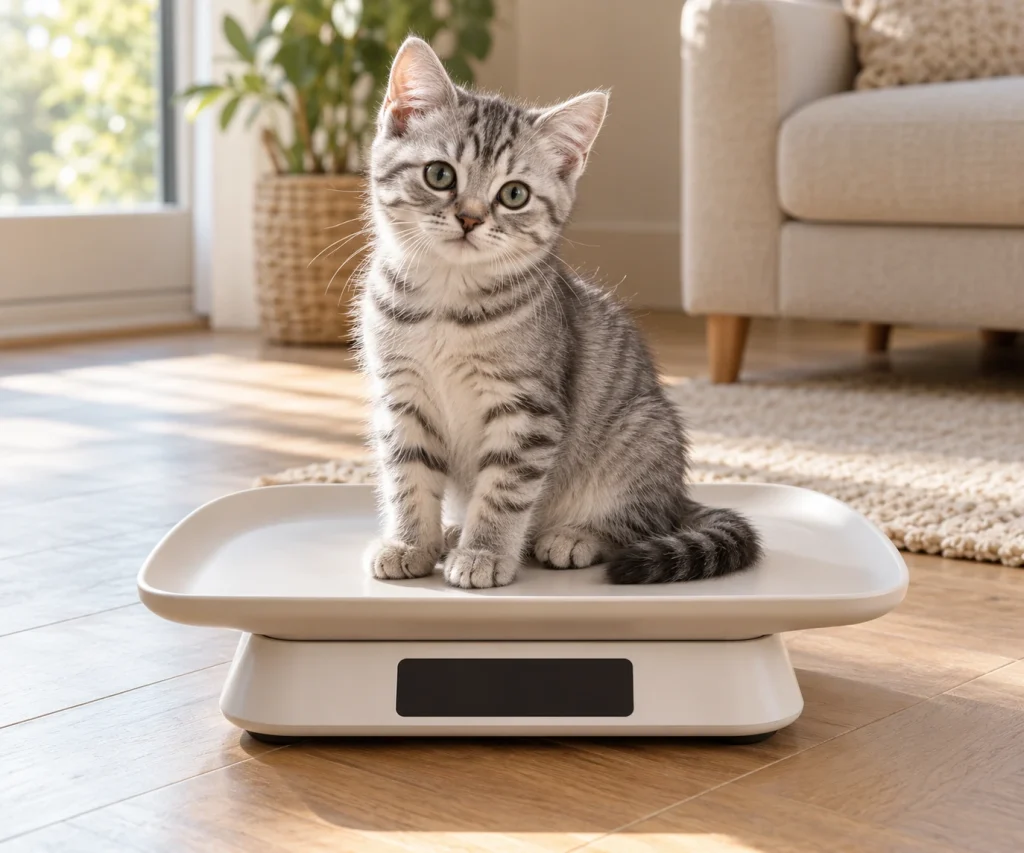 What to feed a kitten while monitoring healthy growth and body condition