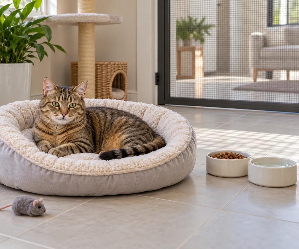 Keeping pets temporarily separated to help reduce the spread of ringworm in cats