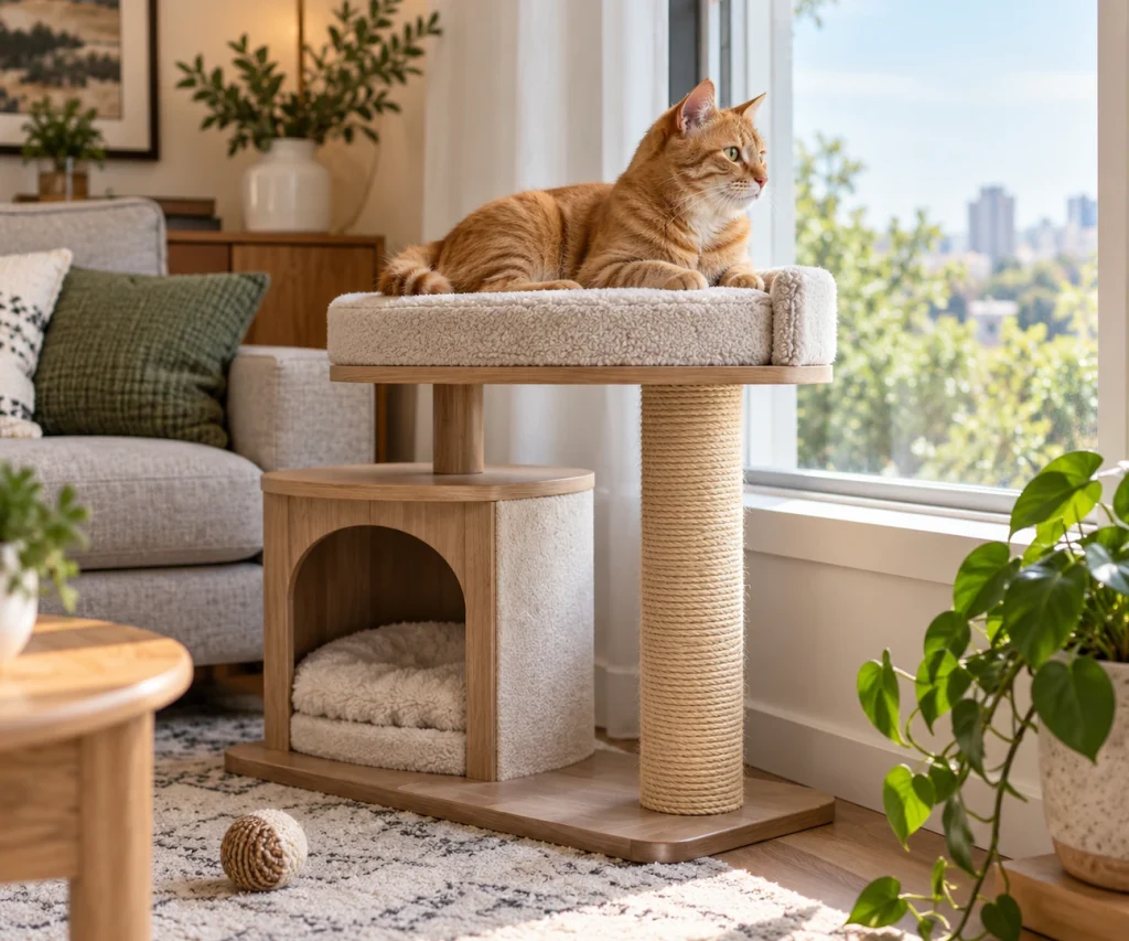 Relaxed cat in an enriched home environment for owners asking why does my cat meow so much